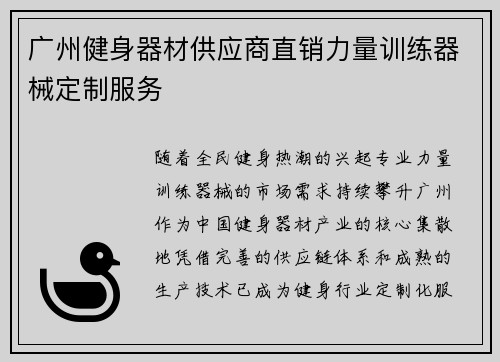 广州健身器材供应商直销力量训练器械定制服务