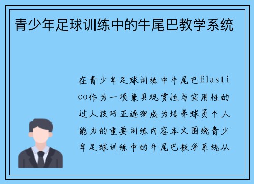 青少年足球训练中的牛尾巴教学系统