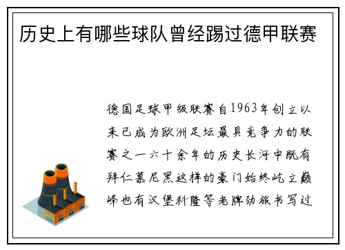 历史上有哪些球队曾经踢过德甲联赛
