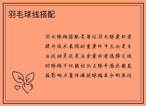 羽毛球线搭配